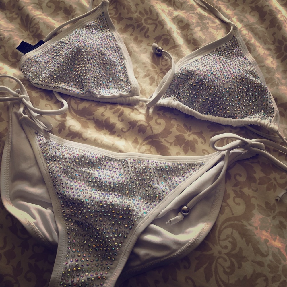 White Rhinestone Bikini
